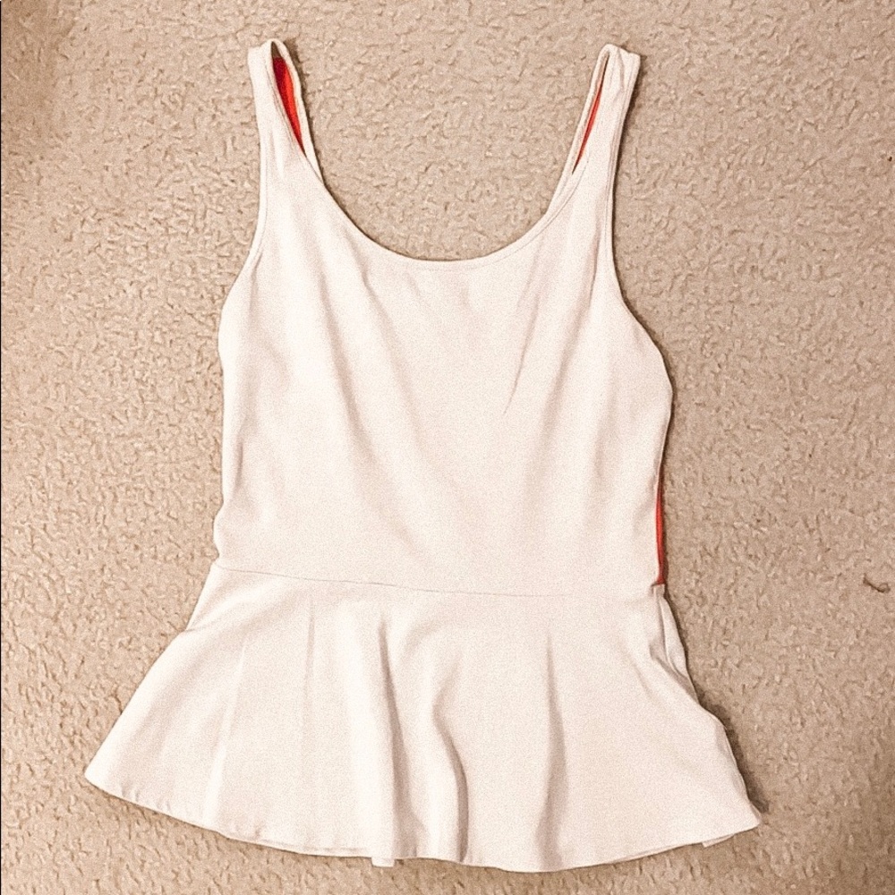 Beige and Orange Peplum tank top